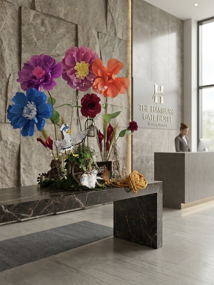 Blumeninstallation The Hamburg Gate Hotel Lobby